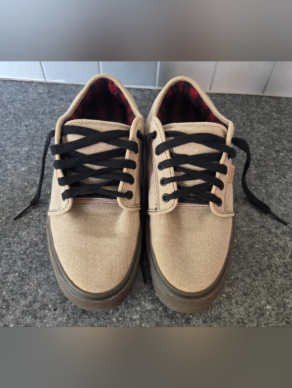 Casual Canvas Low-Top Sneakers in Tan with Black Laces